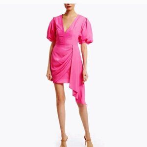 ONE33 Social Puff Sleeve Mini Dress Barbie core